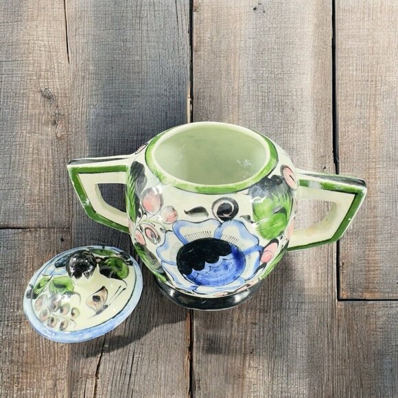 Hand Painted Mexico Pottery Tonala Talavera Sugar Bowl Jar Canister Container - Picture 2 of 13